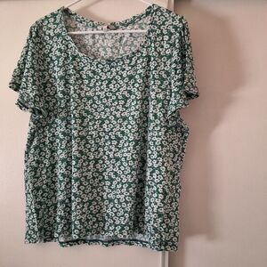 Lucky Brand Los Angeles Green and White Women's Top Size XL